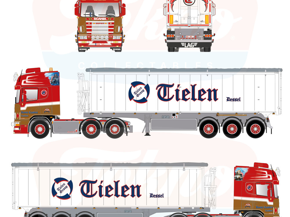 Tekno Tekno Scania Topline 4-serie 6x2 met 3-assige Stas kipper RONNY CEUSTERS