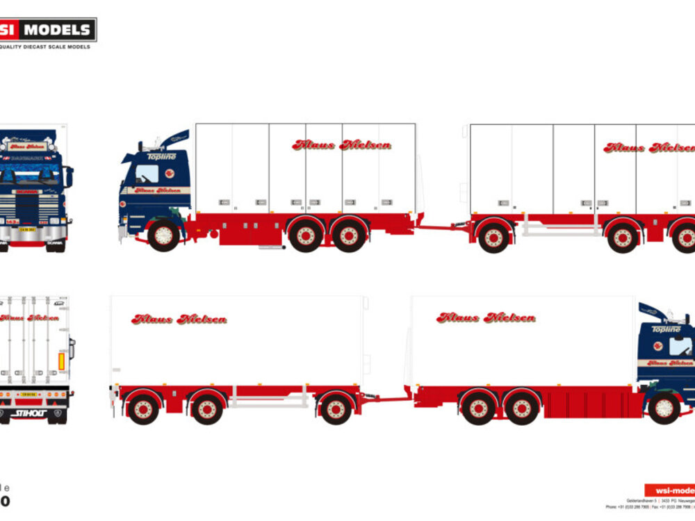 WSI WSI Scania 143H Rigid box truck  + 3-axle drawbar trailer KLAUS NIELSEN