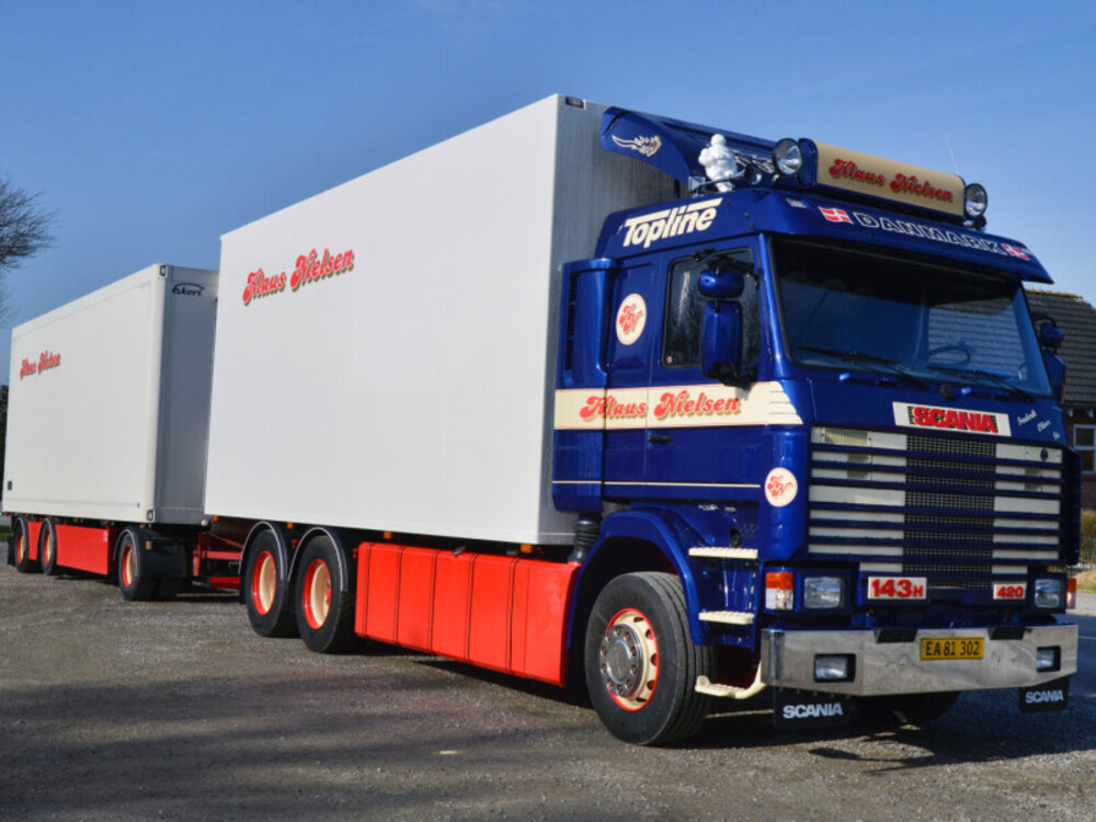 WSI WSI Scania 143H Rigid box truck  + 3-axle drawbar trailer KLAUS NIELSEN