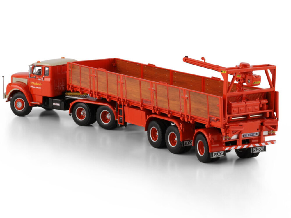 WSI WSI Scania L110 Sleepercab Torpedo 6x2 with 3-axle classic brick trailer HUSKENS