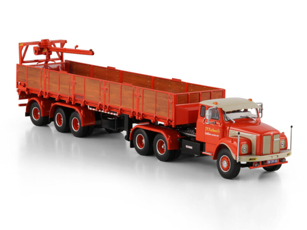 WSI WSI Scania L110 Sleepercab Torpedo 6x2 with 3-axle classic brick trailer HUSKENS