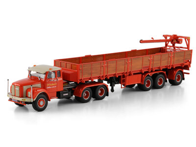 WSI WSI Scania L110 Sleepercab Torpedo 6x2 met 3-as classic stenen oplegger HUSKENS