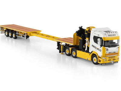 WSI WSI Scania R Normal  6x4 with flatbed trailer + palfinger PK 65002 SH + jib MEDIACO
