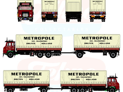Tekno Tekno Scania LBS76 riged truck with tilt trailer METROPOLE