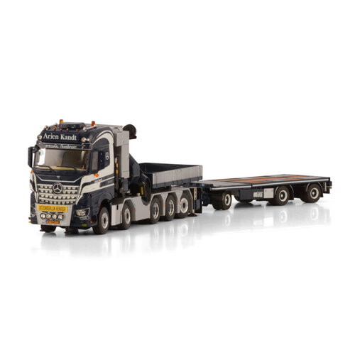 WSI WSI Mercedes- Benz Arocs MP5 big space 10x4 +3-axle flatbed drawbar trailer with palfinger pk 165.002 tec 7 ballast box + hitch ARJEN KANDT WSI WSI Mercedes- Benz Arocs MP5 big space 10x4 +3-axle flatbed drawbar trailer with palfinger pk 165.002 tec 7 ballast box + hitch ARJEN KANDT