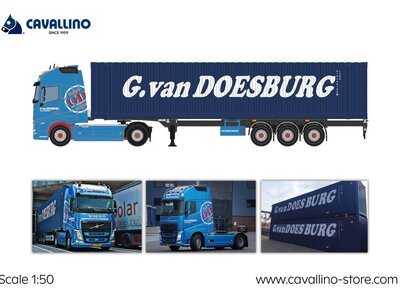 Cavallino Cavallino Volvo FH5 Globetrotter 4x2 met 3-as container oplegger G. VAN DOESBURG