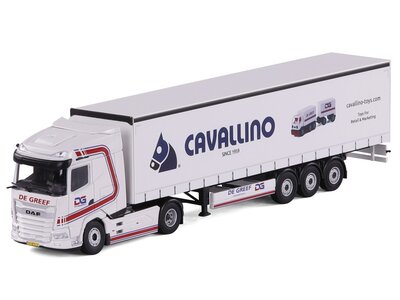 Cavallino Cavallino DAF XG 4x2 met 3-as schuifzeilen oplegger DE GREEF