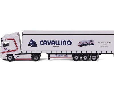Cavallino Cavallino DAF XG 4x2 met 3-as schuifzeilen oplegger DE GREEF