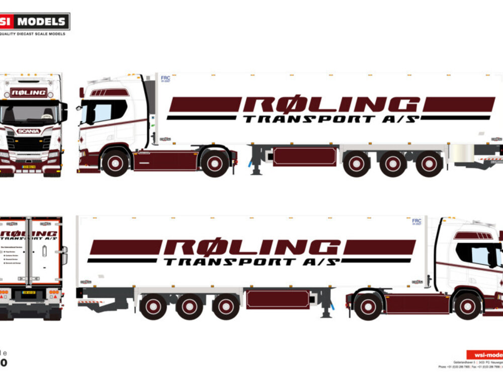 WSI WSI Scania R Highline 4x2 with 3-axle reefer trailer ROLING
