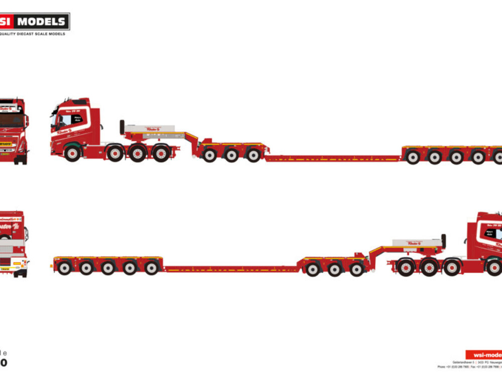 WSI WSI Volvo FH5 Glob. XL 8x4 + low loader with dolly 8-axle KLOSTER A/S