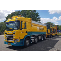 WSI Scania G Normal tipper truck 8x2 + 4-axle drawbar lowloader trailer NTP