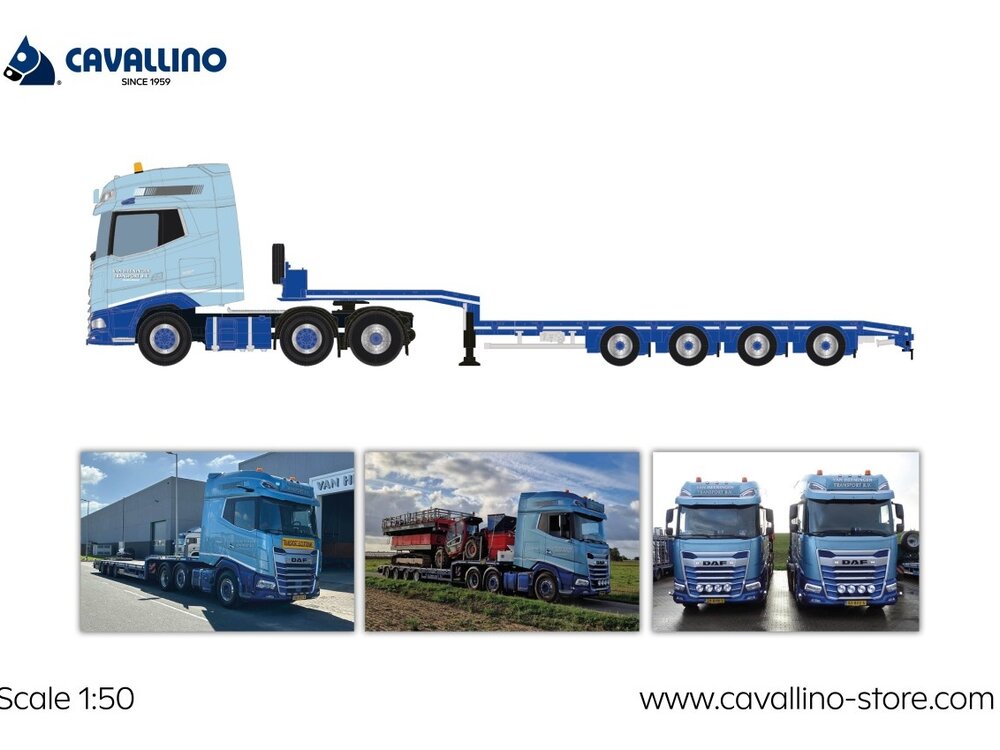 Cavallino Cavallino DAF XG+  6x2 with 4-axle semi-lowloader VAN HEYNINGEN TRANSPORT