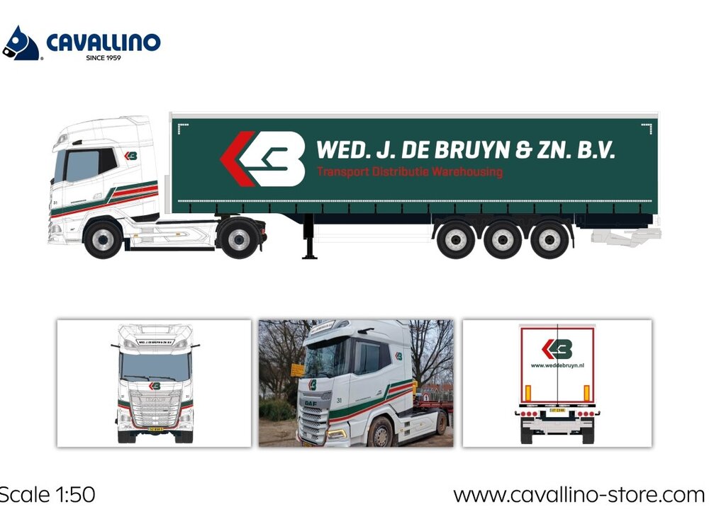 Cavallino Cavallino DAF XG+ met 3-as schuifzeilen oplegger WED J. DE BRUIJN EN ZONEN BV