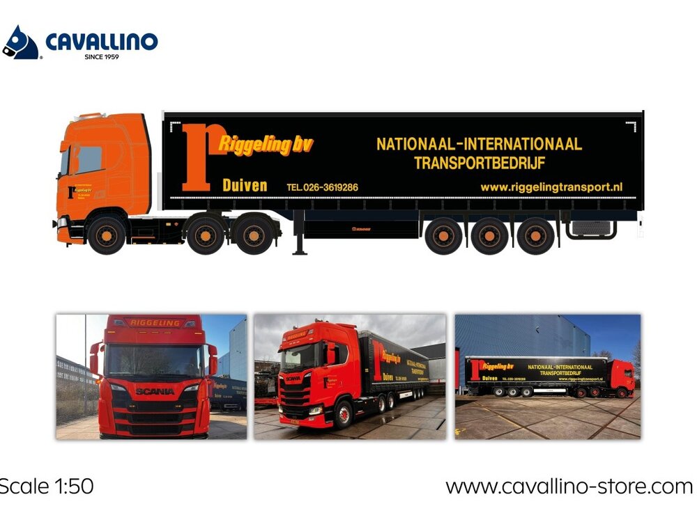 Cavallino Cavallino Scania S Highline 6x2 with 3-axle curtainside trailer RIGGELING TRANSPORT