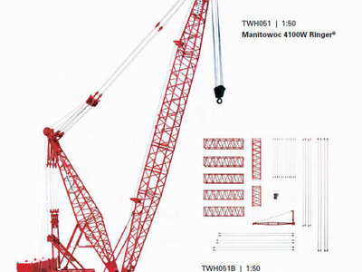 TWH Collectibles TWH  Manitowoc 4100W #27 and #22A boom extention kit with #123 jib RED