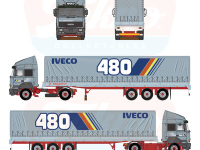 Tekno Tekno Iveco Turbostar Demo 480PK with 3-axle curtainside trailer