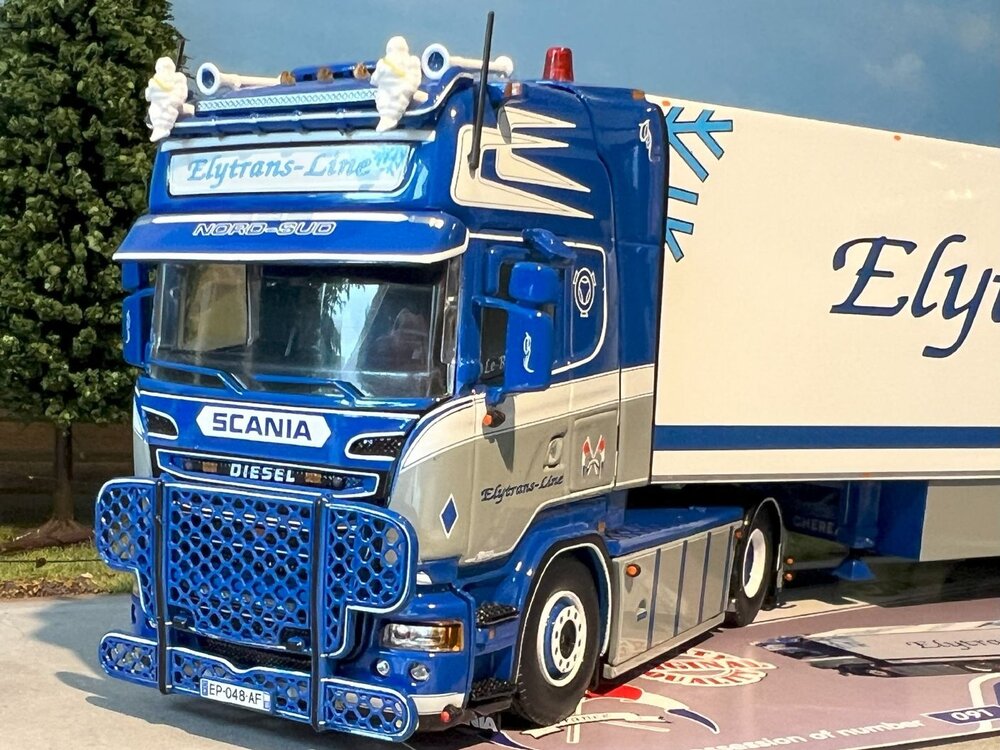 Tekno Tekno Scania R 4x2 with 3-axle Zamac reefer trailer ELYTRANS LINE