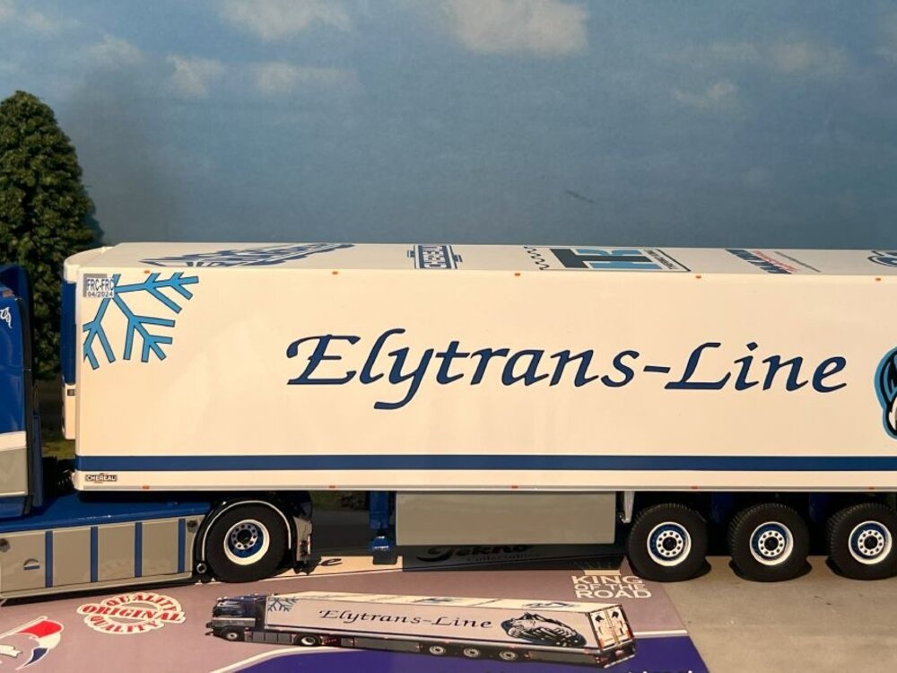 Tekno Tekno Scania R 4x2 met 3-assige Zamac koeloplegger ELYTRANS LINE