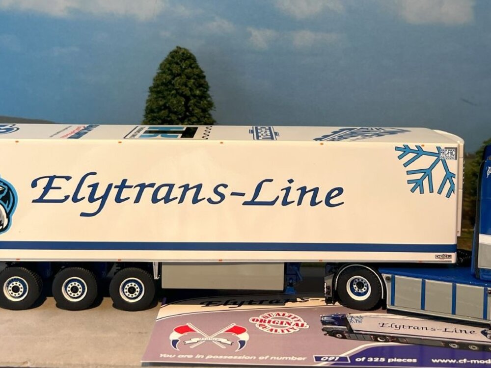 Tekno Tekno Scania R 4x2 with 3-axle Zamac reefer trailer ELYTRANS LINE
