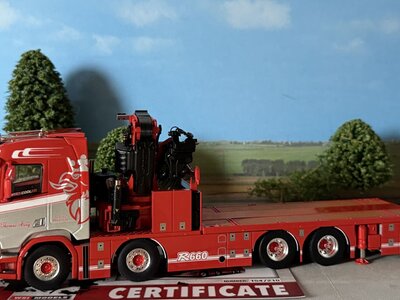 WSI WSI Scania S Normal 8x4 flatbed truck with fassi 1100 + jib THOMAS BERG