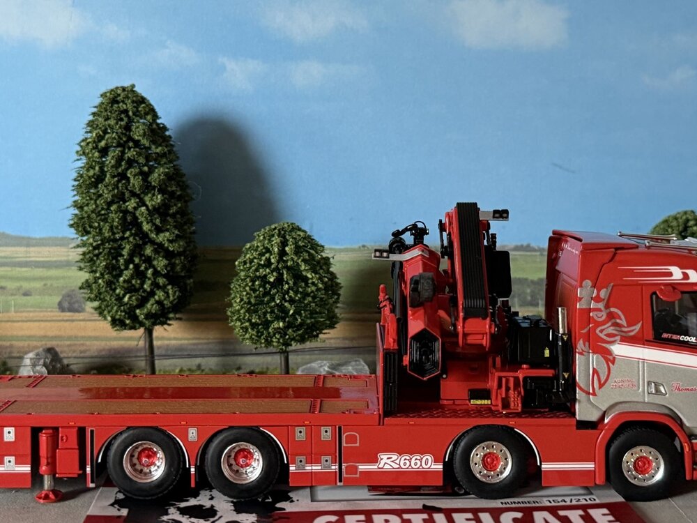 WSI WSI Scania S Normal 8x4 flatbed truck with fassi 1100 + jib THOMAS BERG