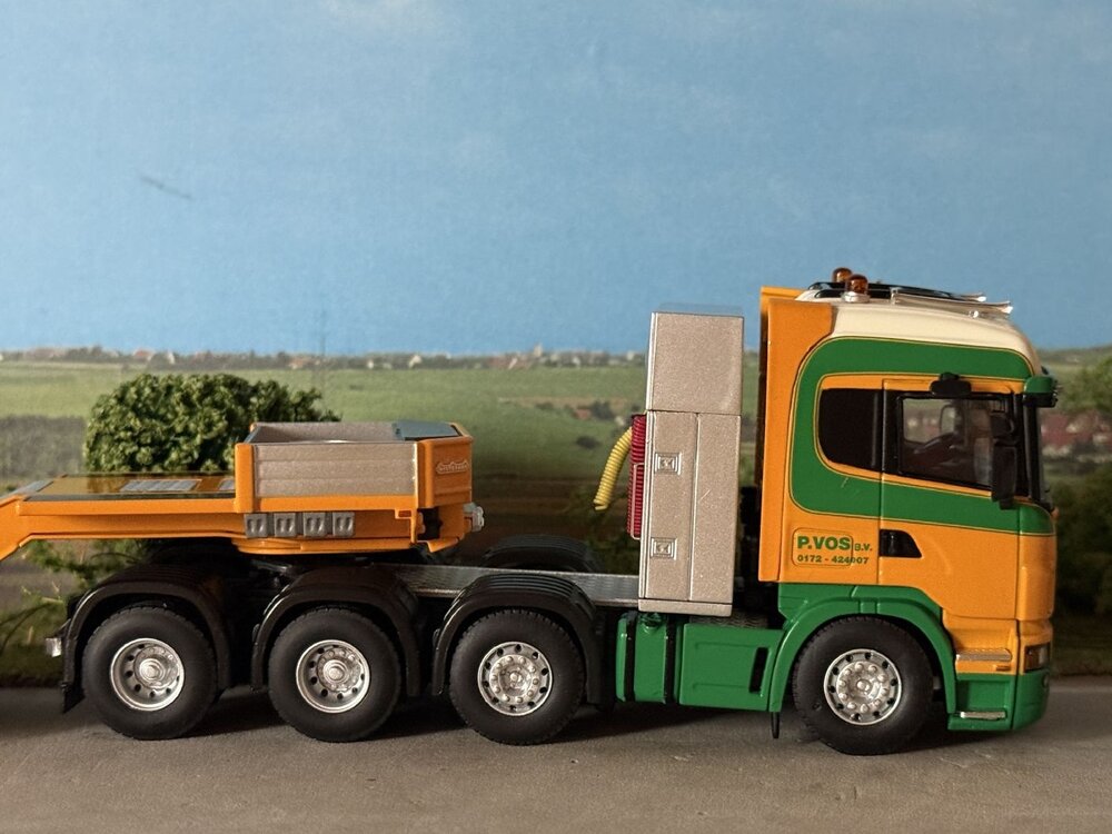 WSI WSI Scania R Highline 8x4 + 4-axle Nooteboom euro lowloader P. VOS