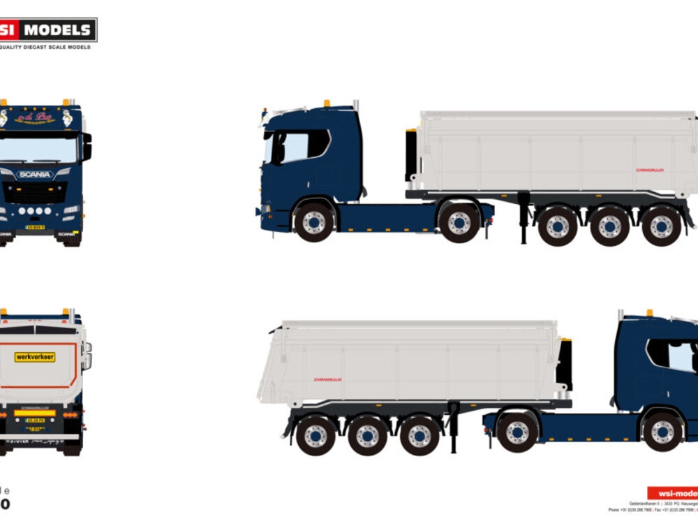 WSI WSI Scania S Normal 4x2 with 3-axle non steering tipper trailer LOONBEDRIJF V.D. PUT