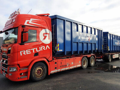 WSI WSI Scania R Highline 6x2riged truck with hooklift system with 3-axle hooklift container trailer + 2x 40m3 container RETURA