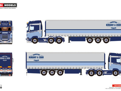 WSI WSI Scania S Highline 6x2 met 3-as schuifzeilen oplegger RINGOOT LUC