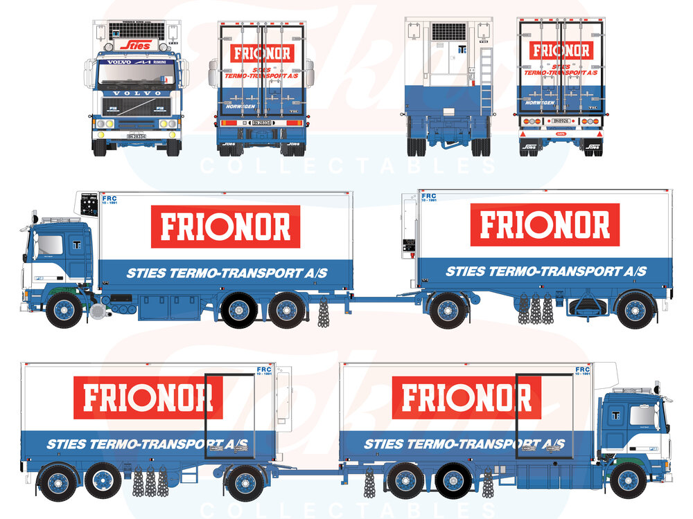 Tekno Tekno Volvo F12 riged truck combi STIES FRIONOR