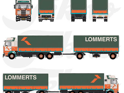 Tekno Tekno Scania 2- serie riged truck with tilt trailer LOMMERTS