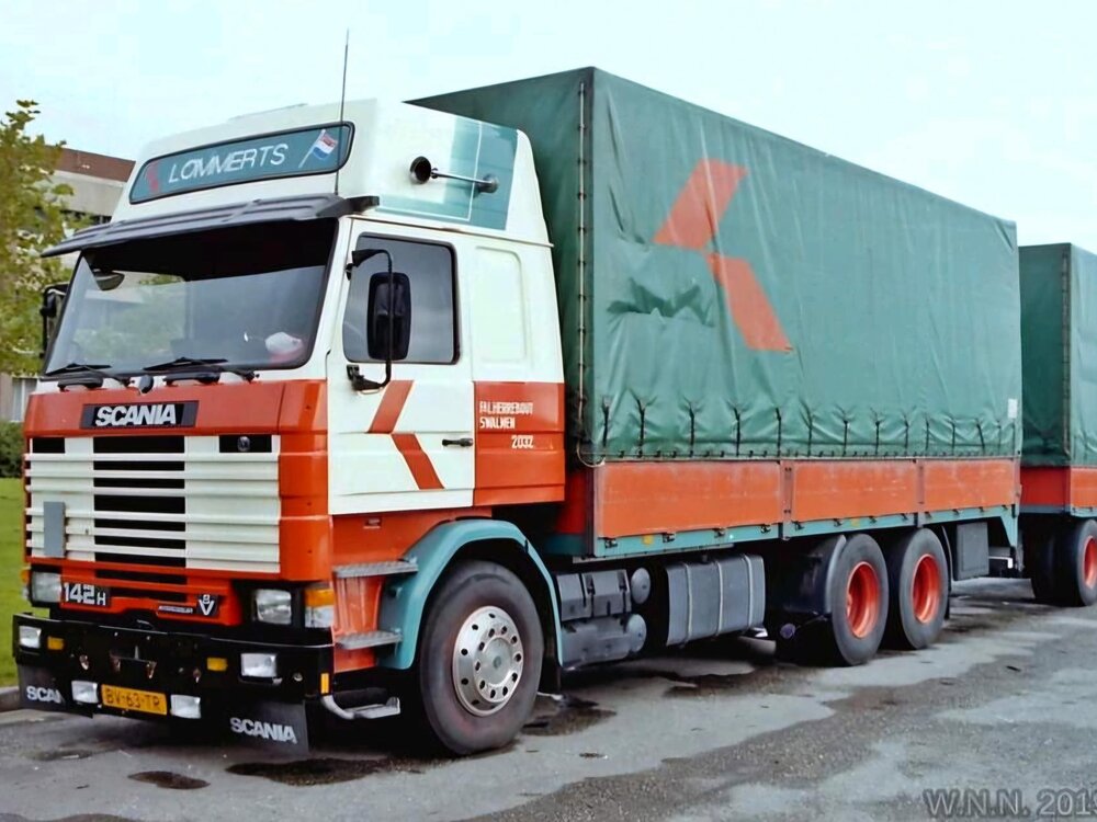 Tekno Tekno Scania 2- serie riged truck with tilt trailer LOMMERTS