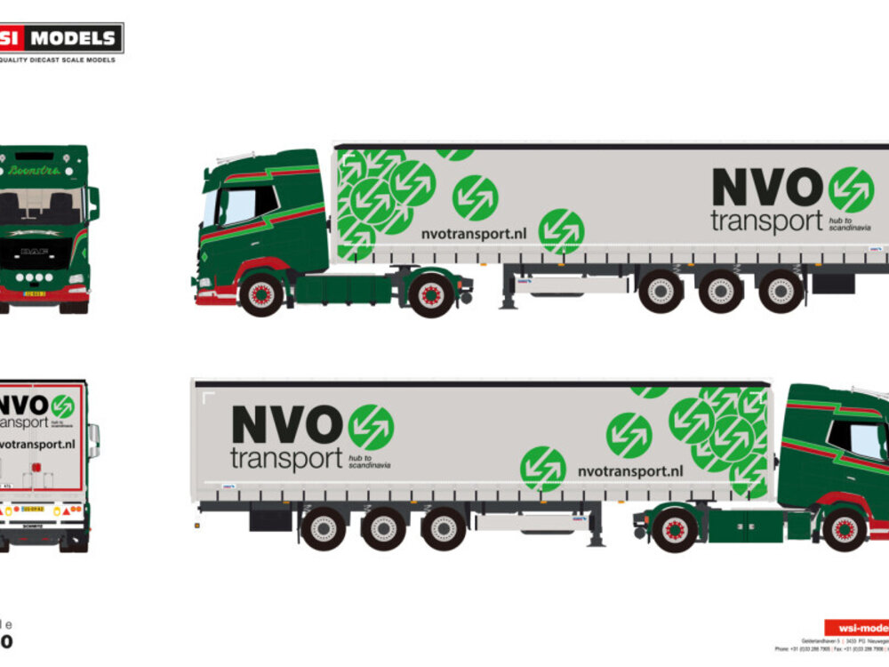 WSI WSI DAF XG 4x2 met 3-assige schuifzeilen oplegger BOONSTRA NUIS