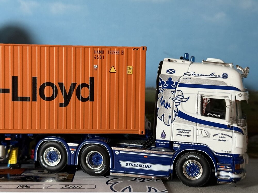 WSI WSI Scania R580 6x4 with 3-axle container trailer + Hapag Lloyd container KENNY FERGUSON TRANSPORT
