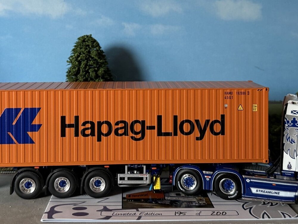 WSI WSI Scania R580 6x4 with 3-axle container trailer + Hapag Lloyd container KENNY FERGUSON TRANSPORT
