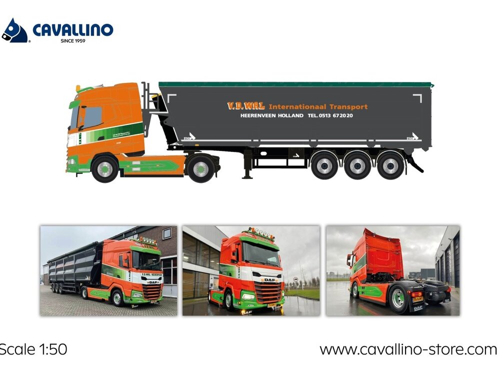 Cavallino Cavallino DAF XG met 3-as schroot kipper oplegger VAN DER WAL TRANSPORT
