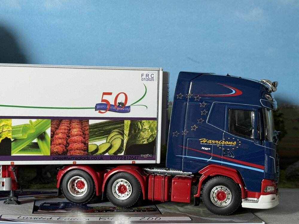 WSI WSI DAF XG+ 6x2 with 3-axle Chereau reefer trailer HARRISONS PRESTON