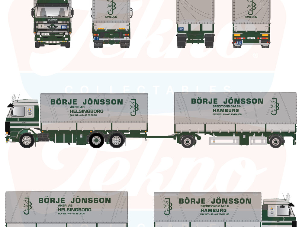 Tekno Tekno Scania 3- serie riged truck with tilt trailer BÖRJE JÖNSSON