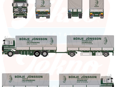 Tekno Tekno Scania 3- serie riged truck with tilt trailer BÖRJE JÖNSSON