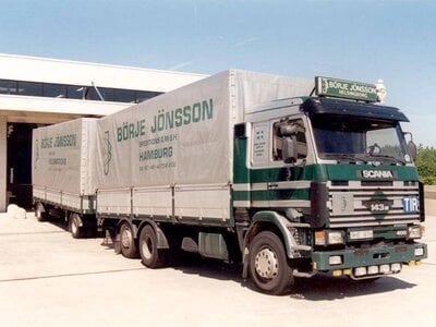 Tekno Tekno Scania 3-serie motorwagen met huifaanhanger BÖRJE JÖNSSON