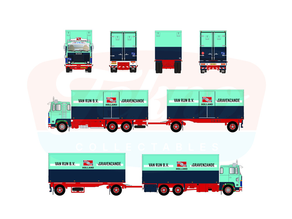 Tekno Tekno Scania 141 rigid truck with 2-axle trailer VAN RIJN