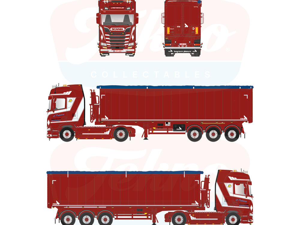 Tekno Tekno Scania Next Gen S 4x2 met 3-as STAS kipper PEETERS