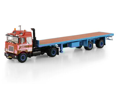 WSI WSI Mack F700 4x2 + 2-axle classic flatbed trailer VAN DER MEIJDEN