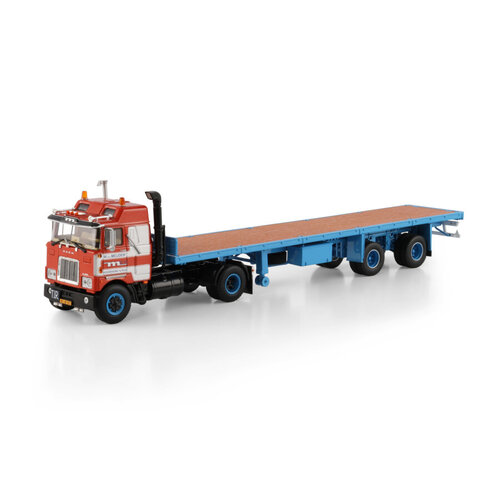 WSI WSI Mack F700 4x2 + 2-axle classic flatbed trailer VAN DER MEIJDEN