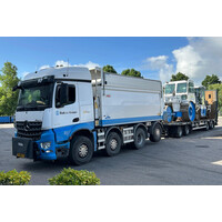 WSI Mercedes Arocs MP4 Stream Space tipper truck 8x2 + 4-axle drawbar lowloader trailer BALLAST NEDAM