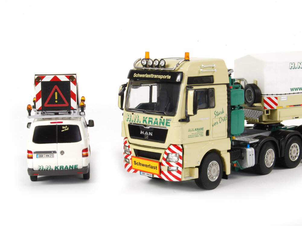 WSI WSI MAN TGX XXL 8x4 + scheuerle intercombi module + VW T5 BF3 H.N. KRANE