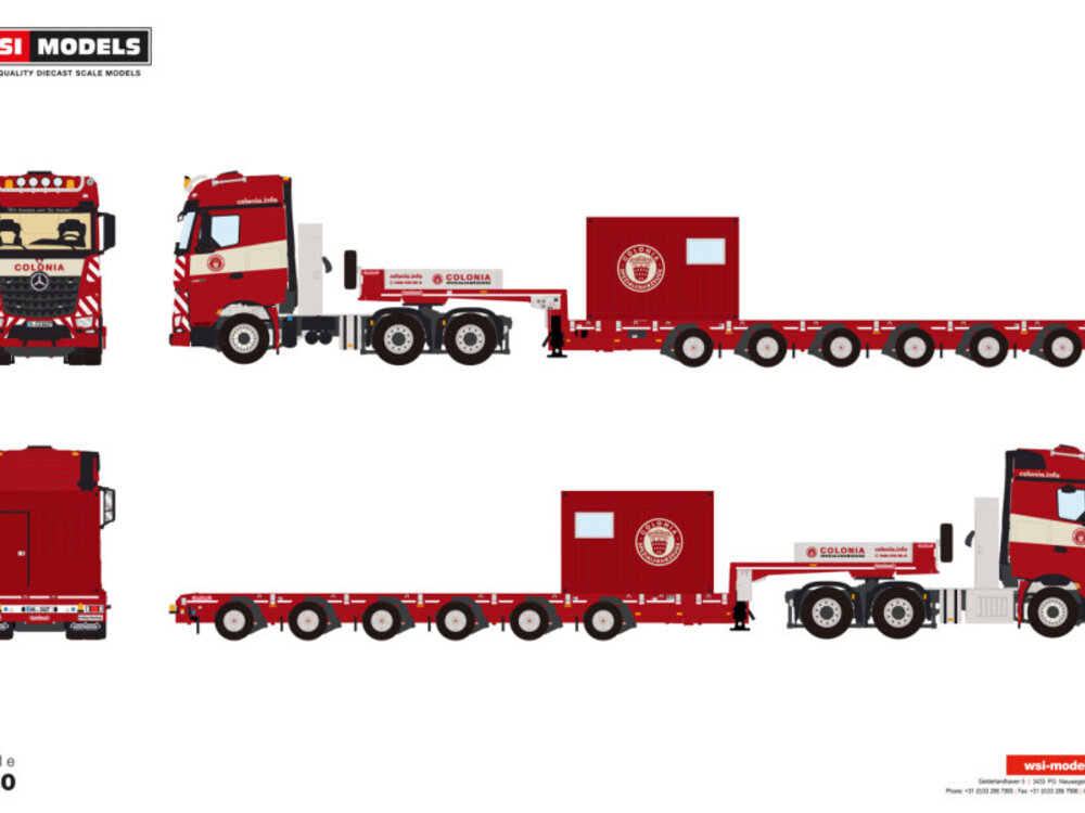 WSI WSI Mercedes Arocs MP4 Big Space 6x4 + 6-axle manoovr + 10ft. container COLONIA