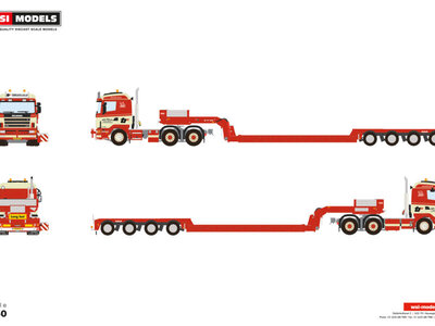WSI WSI Scania 4-serie flat roof 6x4 + 4-axle euro low loader TORBEN RAFN