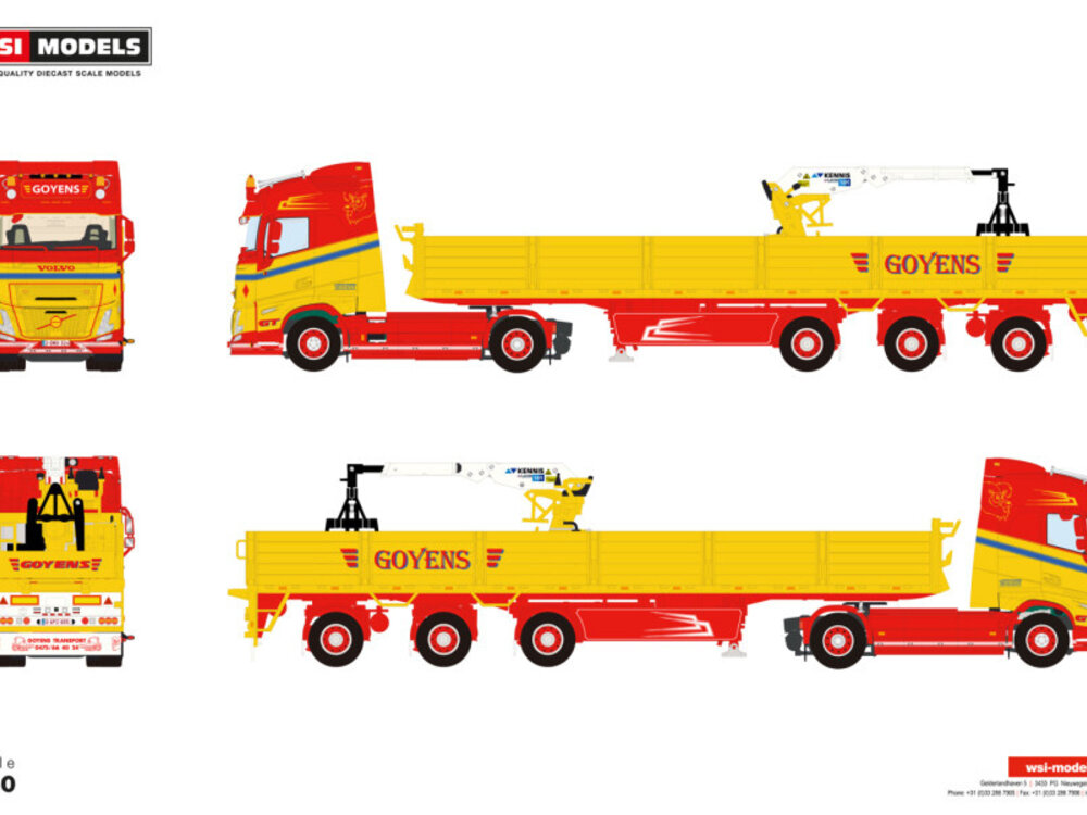 WSI WSI Volvo FH Aero Glo. 4x2 + 3-as stenen oplegger GOYENS