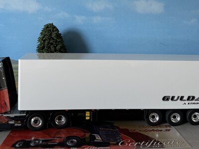 Tekno Tekno Volvo FH04 Globetrotter XL 6x2 met 3-assige kasten oplegger GULDAGER "DOLPHIN 2"